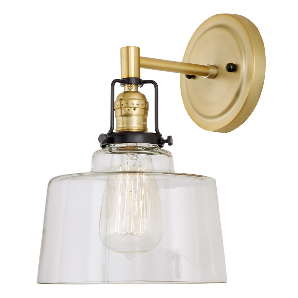 Jvi Designs 1223-10 S14 Nob Hill One Light Buffy Wall Sconce In Satin Brass And Black